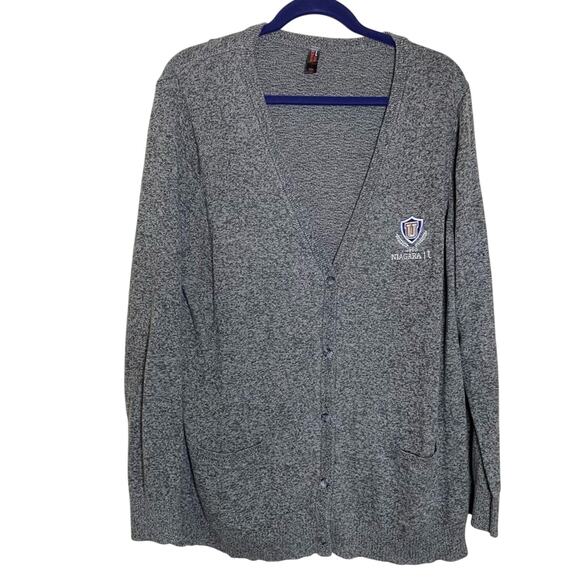 District Made Niagara University Cardigan Sweater Size 3XL Grey College V-neck - Picture 1 of 6